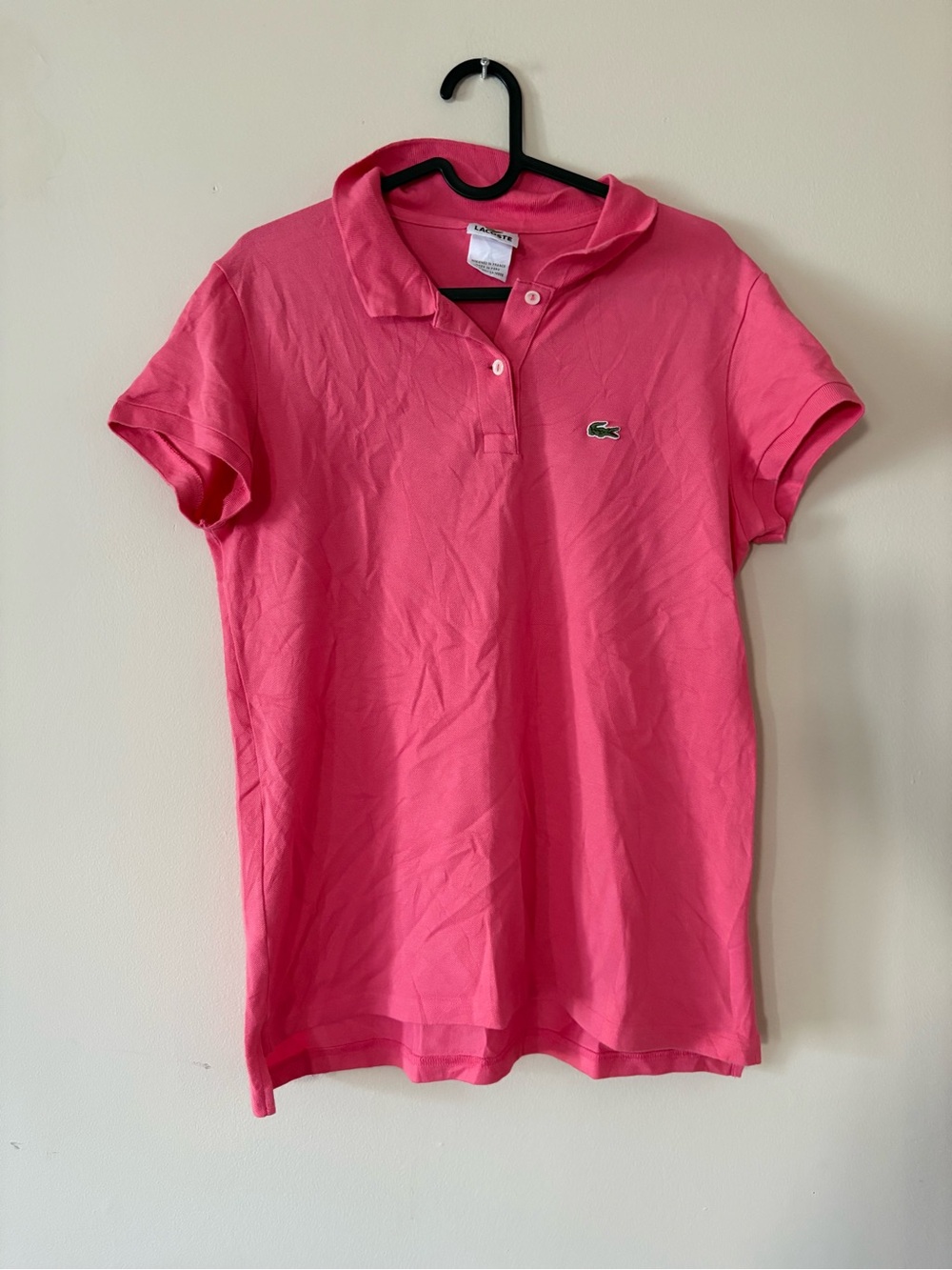 Lacoste Pink Short-Sleeve Polo with Crocodile Logo